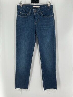 Levi Strauss Levis 712 Slim Size 25 Cut Off Jeans Dark Wash Blue 008